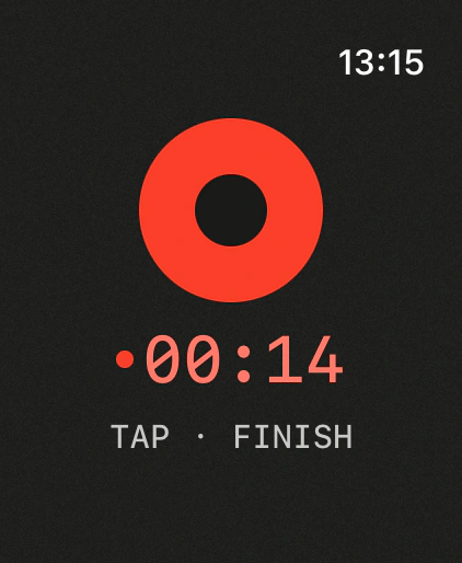 Diktat on the Apple Watch: recording, red dot